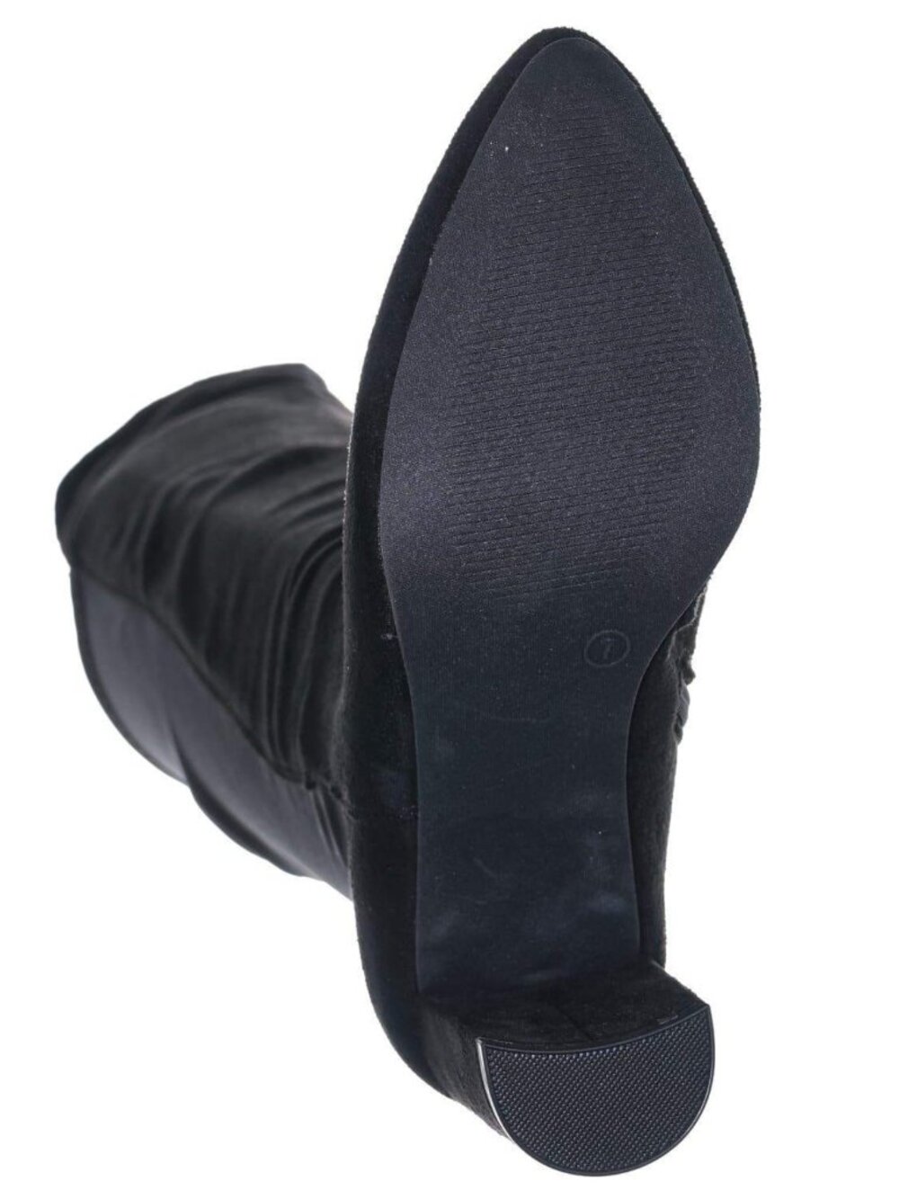 Wild Diva Blake-05 Knee High Foldable Block Heel Elastic Panel Black Boots - Picture 6 of 7